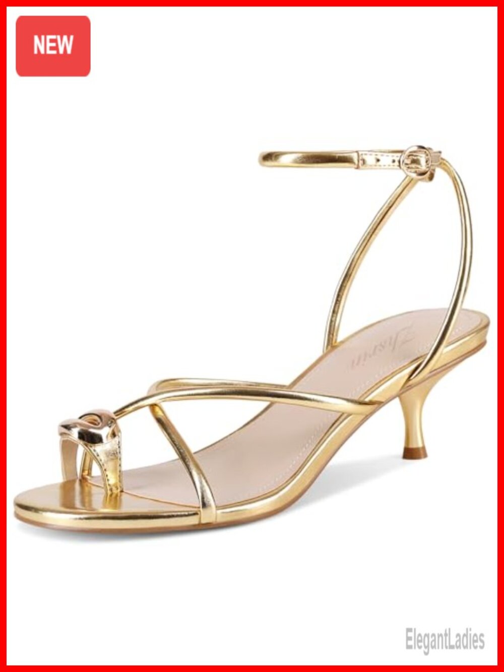 Women's Kitten Heel Strappy Thong Open Toe Dress Sandals Faux Leather